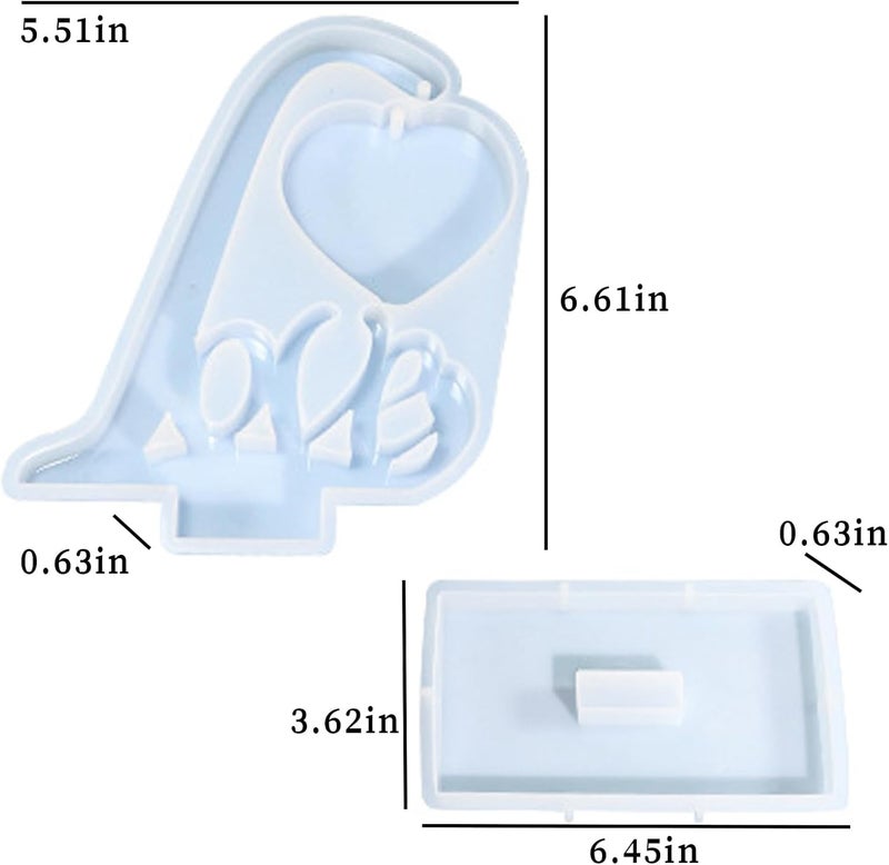 Wehous Large Picture Frame Resin Molds, Love Letter Heart Silicone Molds for Epoxy Resin, Unique Heart and Stand Epoxy Casting Mold for DIY Photo Frame Art Craft Table Home Decor Wedding Gifts - Image 3